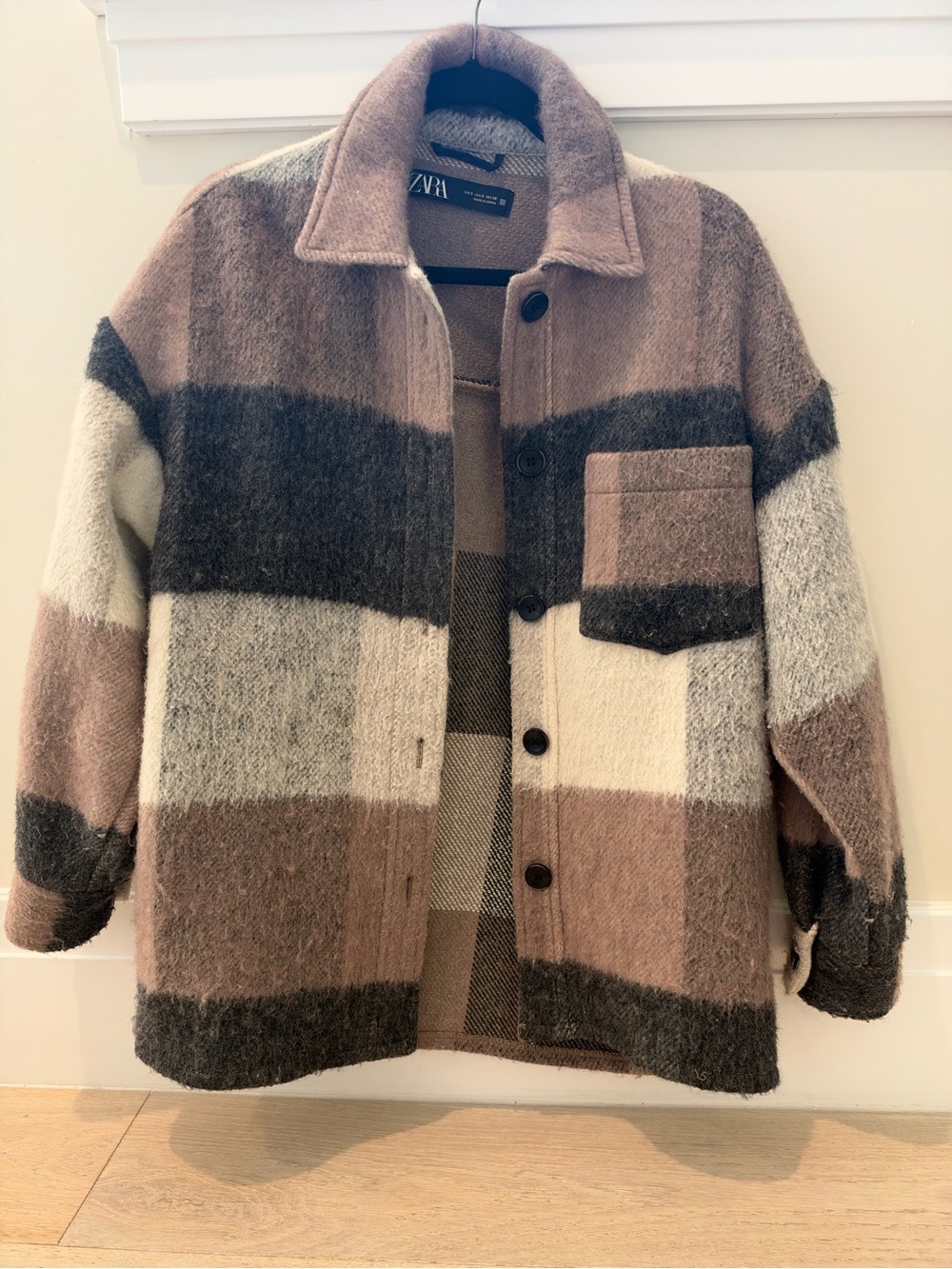 Zara Color Block Shacket in Brown & Black Size Small